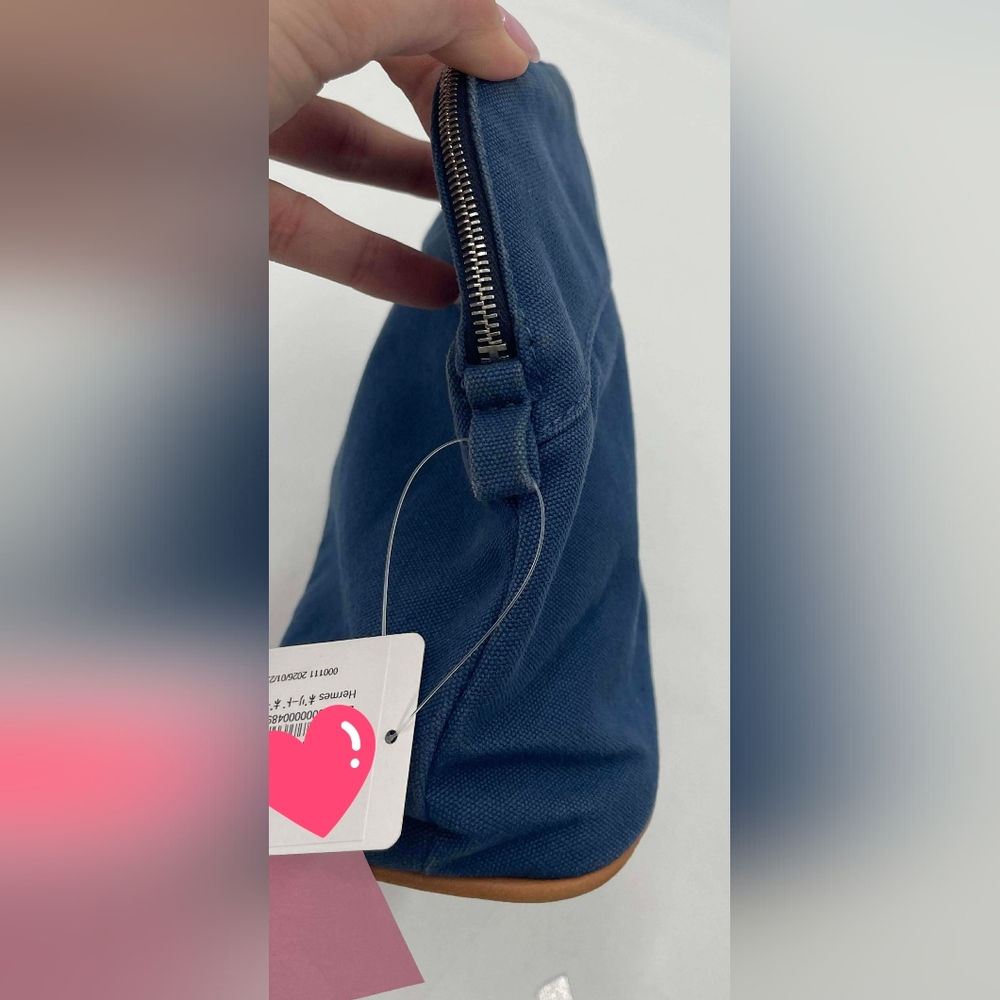 Hermes Blue Canvas Pouch - Picture 5 of 9